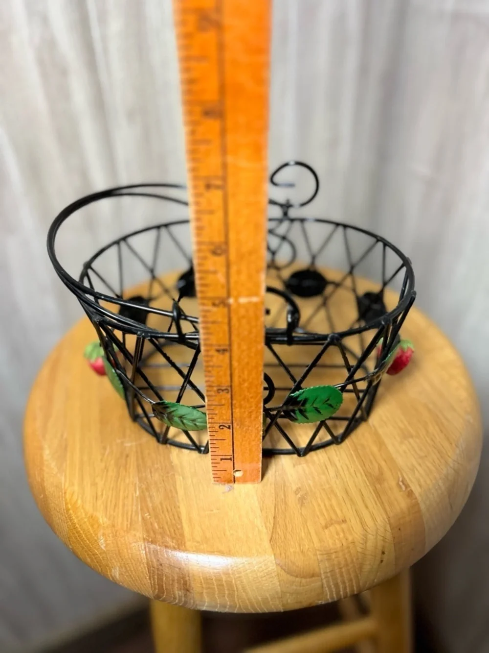 Decorative Black Metal Strawberry Wire Basket - Home Accents Vintage